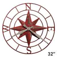Compass Rose Rustic Wall Clock
